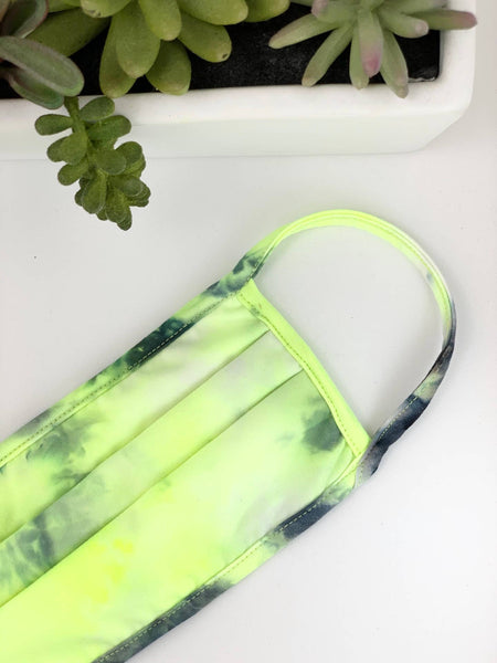 Mask - Neon Green Tie Dye Reusable Face Mask - Girl Intuitive - Fore Collection -