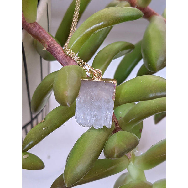 Necklace - Geode Slab Pendant Necklace - Girl Intuitive - Nuance Jewelry - White