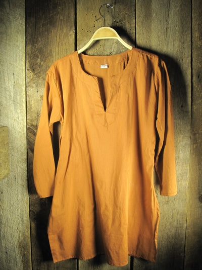 Tunic - Solid Colors Cotton Tunic Tops - Girl Intuitive - Nusantara - S / Burnt Orange