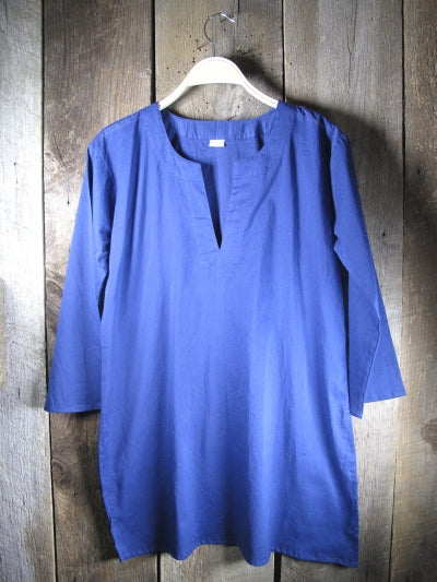 Tunic - Solid Colors Cotton Tunic Tops - Girl Intuitive - Nusantara - S / Dark Blue