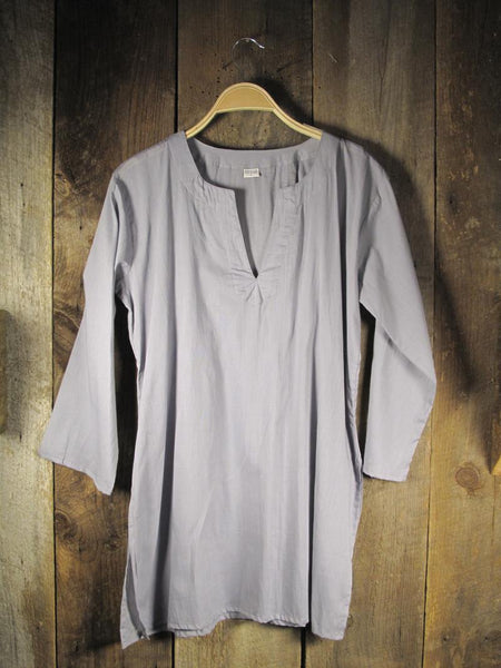 Tunic - Solid Colors Cotton Tunic Tops - Girl Intuitive - Nusantara - S / Grey