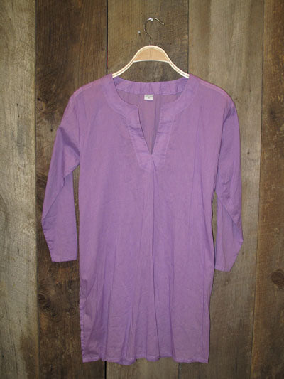 Tunic - Solid Colors Cotton Tunic Tops - Girl Intuitive - Nusantara - S / Lavender