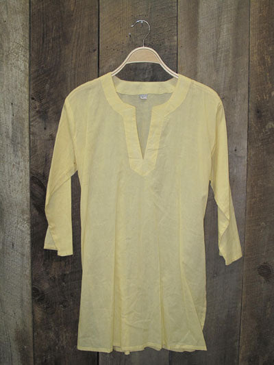 Tunic - Solid Colors Cotton Tunic Tops - Girl Intuitive - Nusantara - S / Yellow