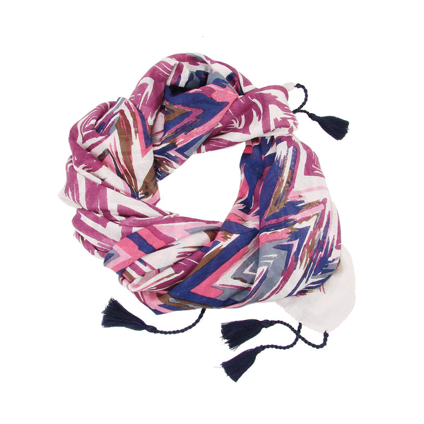 Scarves - Flamestitch Scarf Pink - Girl Intuitive - WorldFinds -