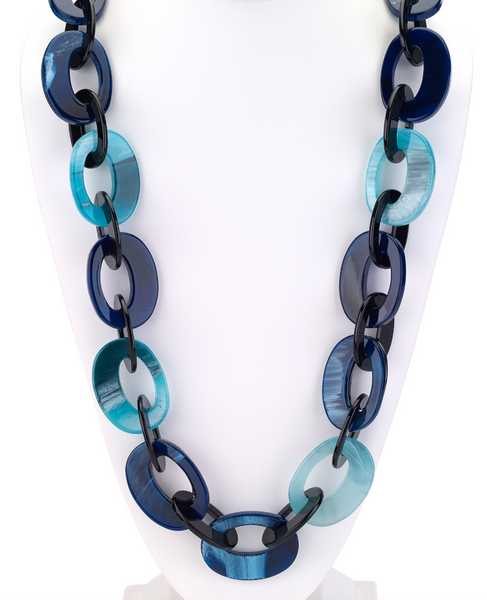 Necklace - Ocean Chunky Resin Links Long Necklace - Girl Intuitive - Island Imports -
