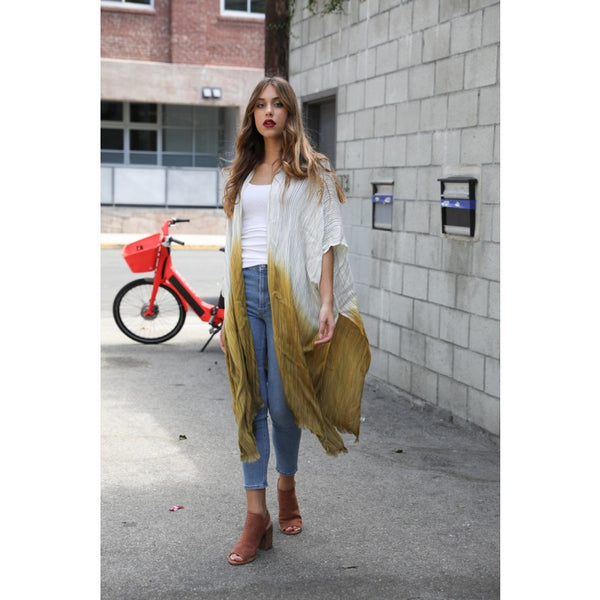 Kimono - Ombre Vertical Stitched Boho Kimono - Girl Intuitive - Leto -