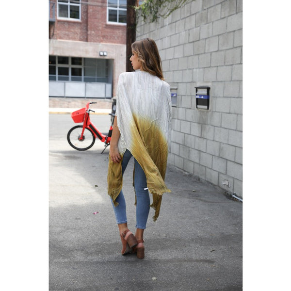Kimono - Ombre Vertical Stitched Boho Kimono - Girl Intuitive - Leto -