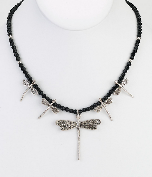Necklace - Onyx Dragonfly Necklace - Girl Intuitive - Island Imports -
