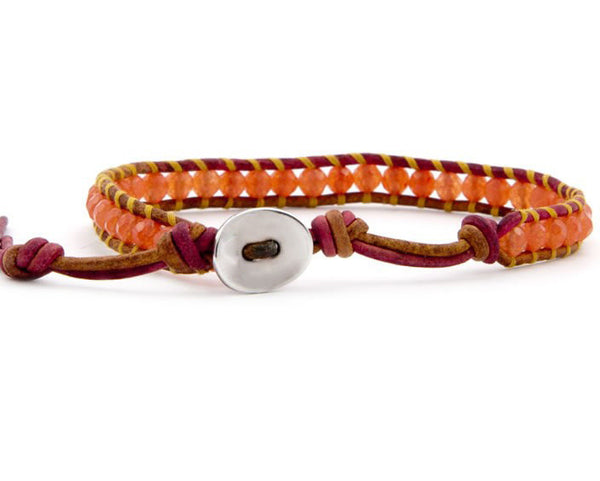 bracelet - One Row Orange Beaded Wrap Bracelet - Girl Intuitive - Girl Intuitive -
