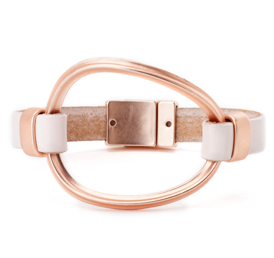 bracelet - Oval Cuff Leather Bracelet - Girl Intuitive - Island Imports - Rose Gold