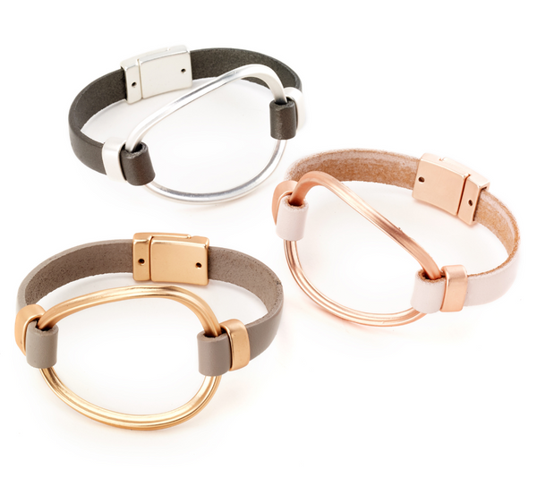 bracelet - Oval Cuff Leather Bracelet - Girl Intuitive - Island Imports -
