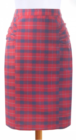 Skirt - Panelled Pencil Skirt Red - Girl Intuitive - Mata Traders -
