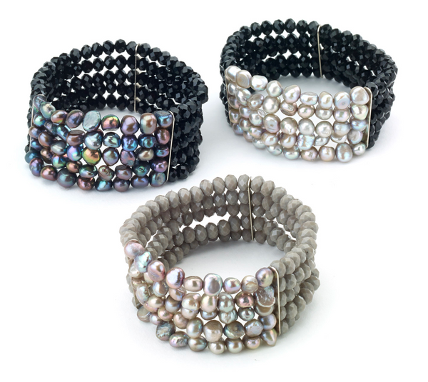 bracelet - Pearl Centerpiece Beaded Bracelet - Girl Intuitive - Island Imports -