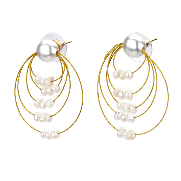 earrings - Multi Hoop Earrings with Pearls - Girl Intuitive - Island Imports -