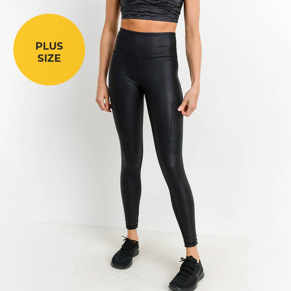Leggings - Mono B Plus Size Triple Zippered Pocket Foil Leggings - Girl Intuitive - Mono B -