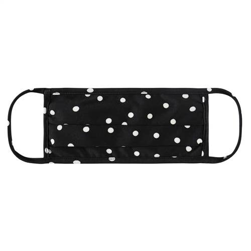 Mask - Polka Dots Reusable Pleated Face Mask - Girl Intuitive - MYS Wholesale Inc - One Size / Black/White