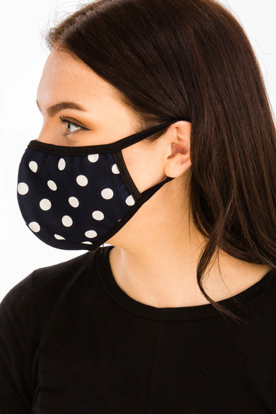 Mask - Reusable Face Mask Polka Dot Print - Girl Intuitive - Vibrato Clothing -