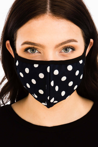 Mask - Reusable Face Mask Polka Dot Print - Girl Intuitive - Vibrato Clothing -