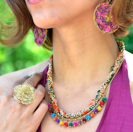 Necklace - Kantha Carnival Woven Necklace - Girl Intuitive - WorldFinds -