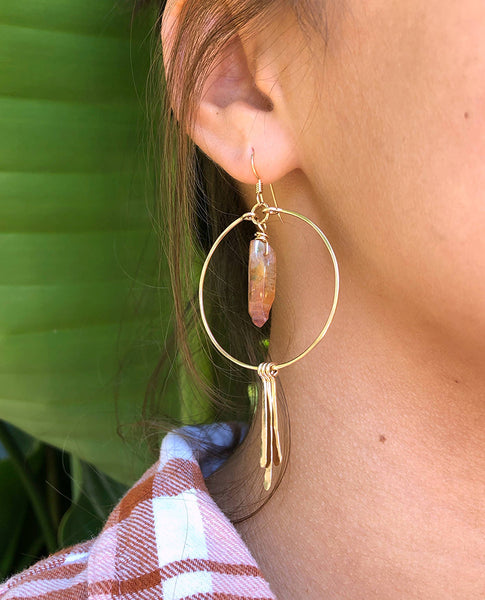 earrings - Large Quartz Crystal Hoop Earrings with Spikes - Girl Intuitive - Quinn Sharp -