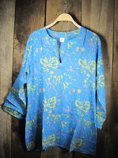 Tunic - Rayon Batik Tunic in Blue Dye - Girl Intuitive - Nusantara -