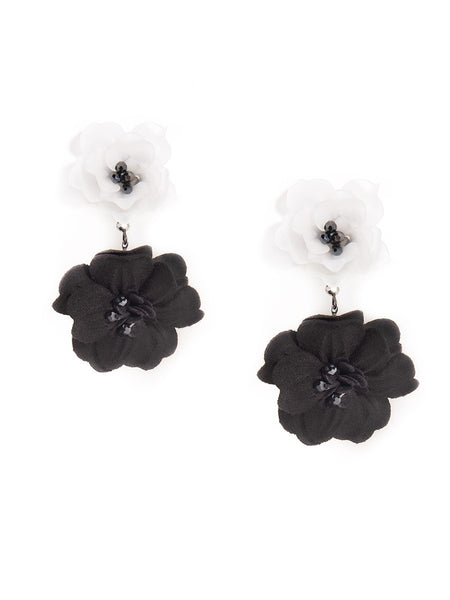 earrings - Realistic Floral Drop Earrings - Girl Intuitive - Zenzii - Black/White