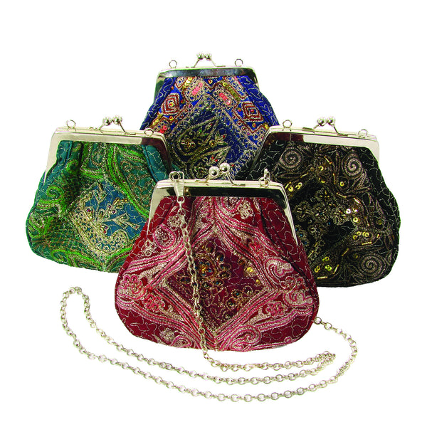 Bags - Recycled Sari Evening Kisslock Handbag - Girl Intuitive - WorldFinds -