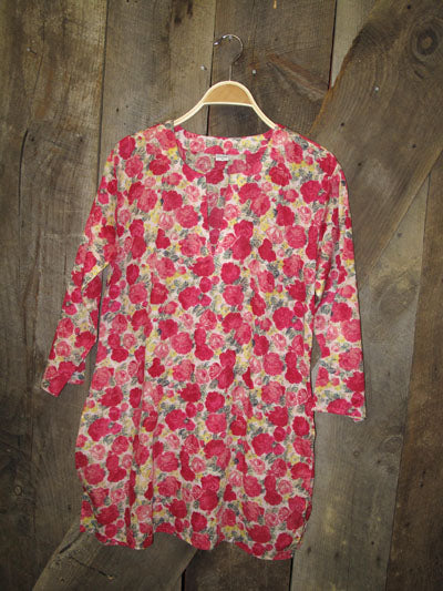 Tunic - Cotton Tunic Top Pink Roses - Girl Intuitive - Nusantara -