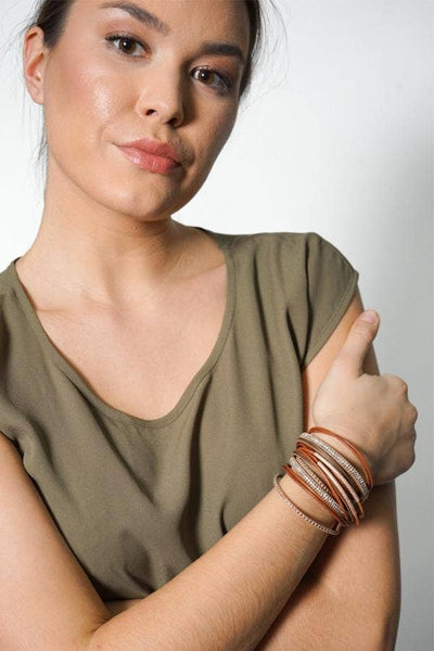 bracelet - SAACHI Flaunt Rhinestone Leather Wrap Bracelet - Girl Intuitive - SAACHI -