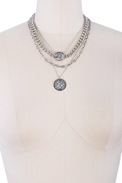 Necklace - Saachi Sikka Coin Layered Chain Necklace - Girl Intuitive - SAACHI -