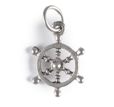 Charm - Ship's Wheel Charm Gold or Silver - Girl Intuitive - Jillery - Silver