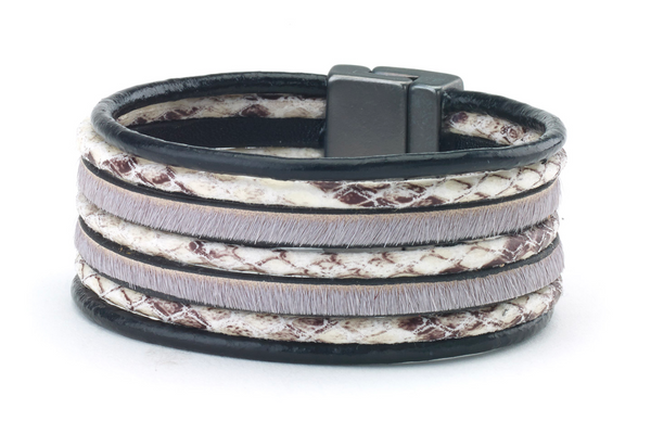 bracelet - Snake Print Leather Bracelet - Girl Intuitive - Island Imports -