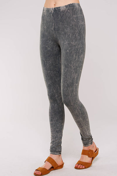 Leggings - Solid Cotton Mineral Washed Leggings with Elastic Band - Girl Intuitive - Urban X -