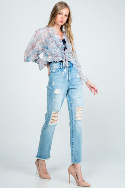 Jeans - Special A Distressed High Rise Mom Jeans - Girl Intuitive - Special A -