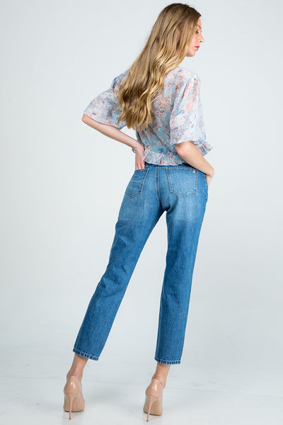 Jeans - Special A Mid Rise Distressed Mom Jeans - Girl Intuitive - Special A -