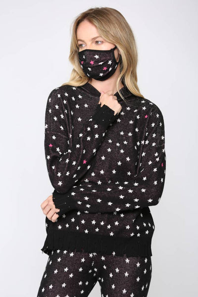 Sweater - Star Print Hooded Sweater Matching Mask - Girl Intuitive - Fate -