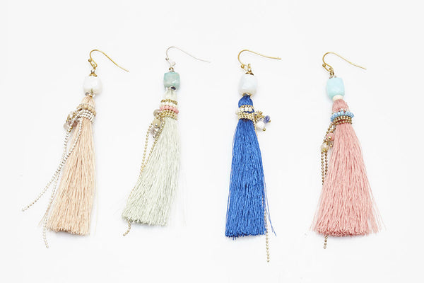 earrings - Stone Tassel Earrings - Girl Intuitive - Nakamol -