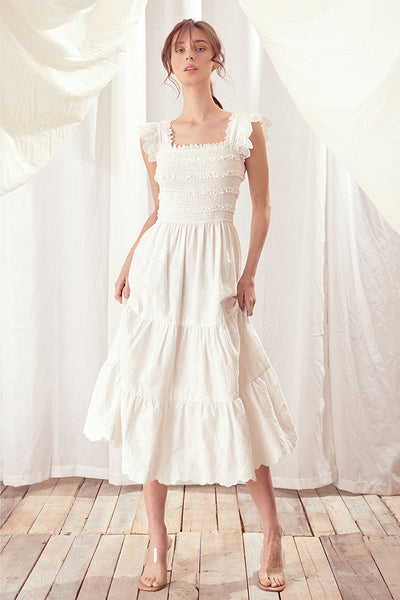 Dresses - Storia Embossed Floral-Print Midi Dress - Girl Intuitive - Storia -