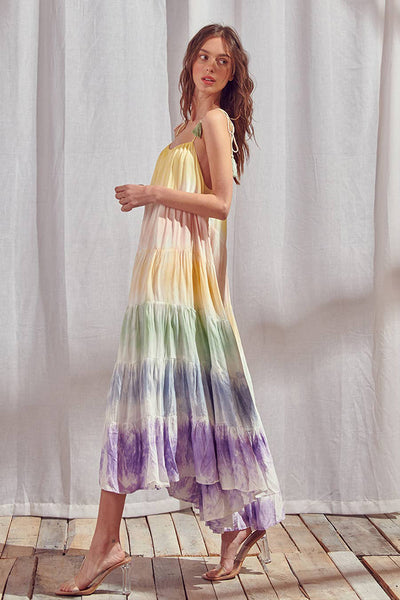 Dresses - Storia Rainbow Tie-dye Color Block Maxi Dress - Girl Intuitive - Storia -