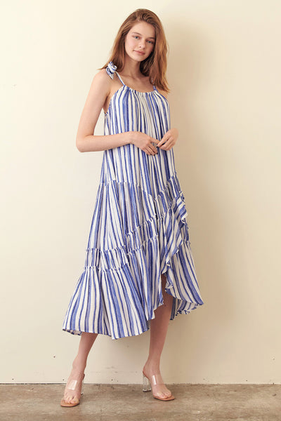 Dresses - Storia Striped Ruffle Tie Dress - Girl Intuitive - Storia -