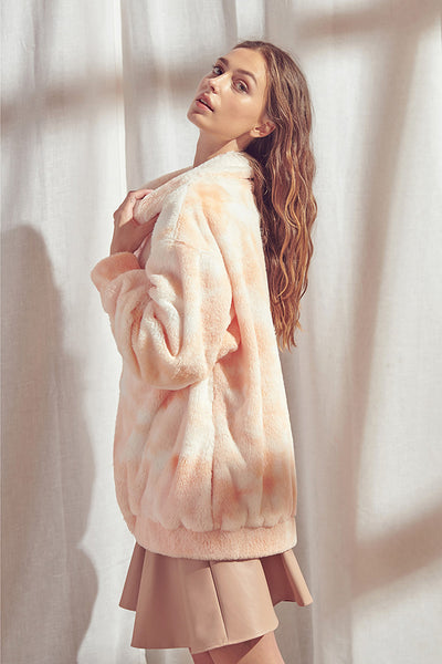 Jacket - Storia Creamsicle Tie-Dye Collared Fuzzy Jacket - Girl Intuitive - Storia -