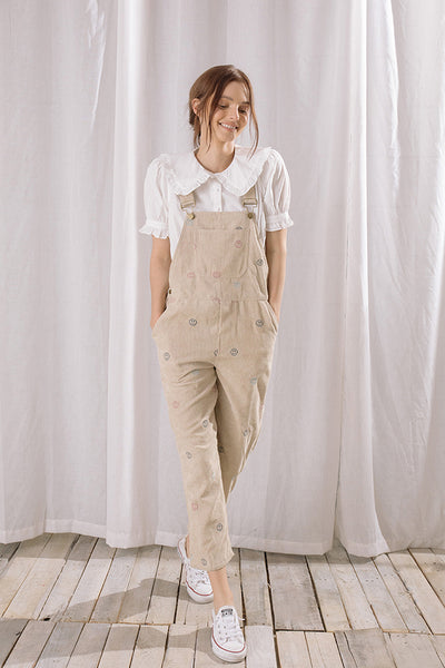Jumpsuits & Rompers - Storia Happy and Sad Face Corduroy Overalls - Girl Intuitive - Storia -