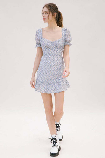 Dresses - Storia Textured Floral Print Mini Dress - Girl Intuitive - Storia -