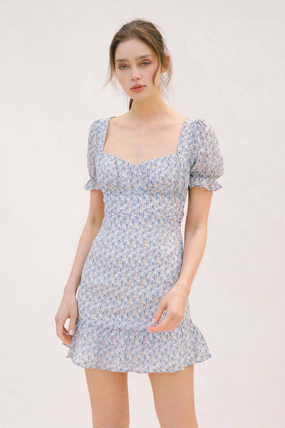 Dresses - Storia Textured Floral Print Mini Dress - Girl Intuitive - Storia -