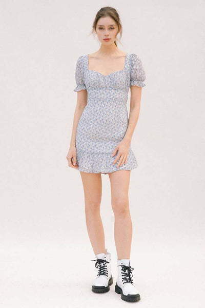 Dresses - Storia Textured Floral Print Mini Dress - Girl Intuitive - Storia -
