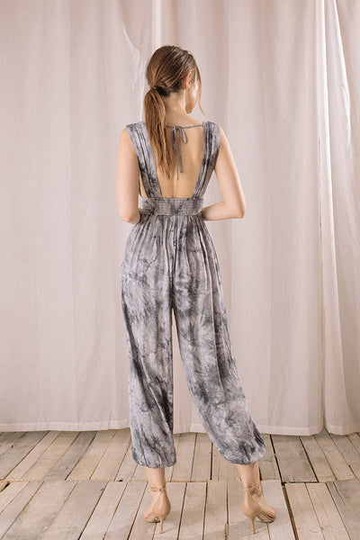 Jumpsuit - Storia Tie-Dye Deep V-Neck Romper - Girl Intuitive - Storia -