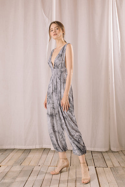 Jumpsuit - Storia Tie-Dye Deep V-Neck Romper - Girl Intuitive - Storia -