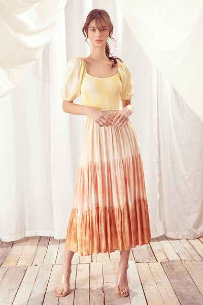 Dresses - Storia Warm Multi-Colors Tie-Dye Midi Dress - Girl Intuitive - Storia -