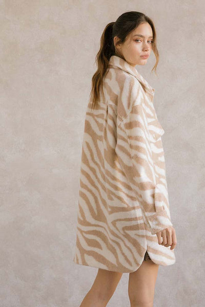 Coat - Storia Zebra Print Long Body Coat - Girl Intuitive - Storia -