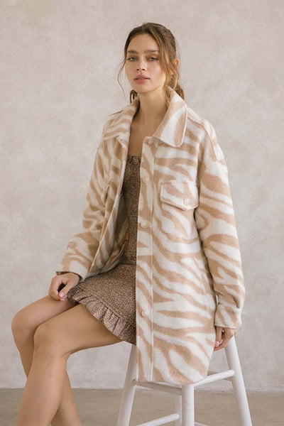 Coat - Storia Zebra Print Long Body Coat - Girl Intuitive - Storia -